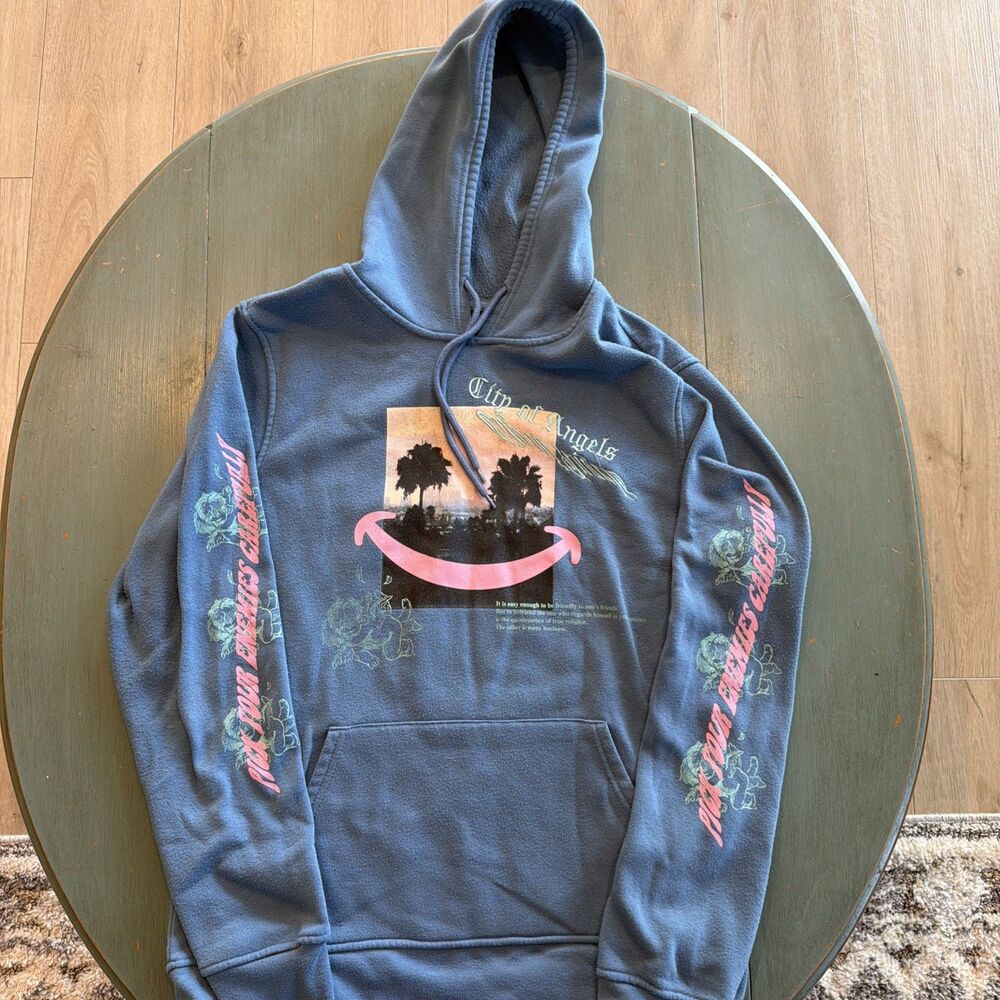 Brooklyn Cloth City Of Angels Pick Your Enemies Carefully Blue Graphic Hoodie L